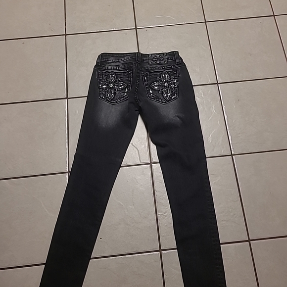 Miss Me Womens JP597654 Black Bedazzled Skinny Jeans 26 - Picture 3 of 6